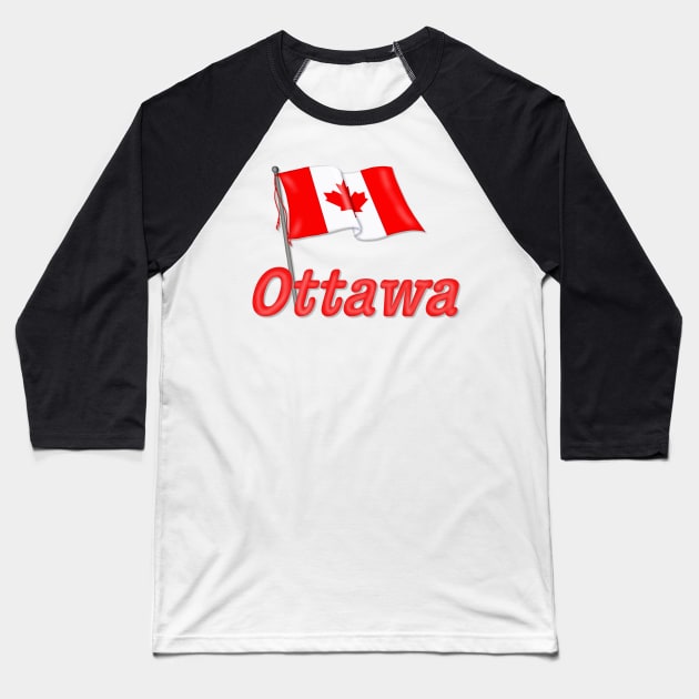 Canada Waving Flag - Ottawa Baseball T-Shirt by SpiceTree